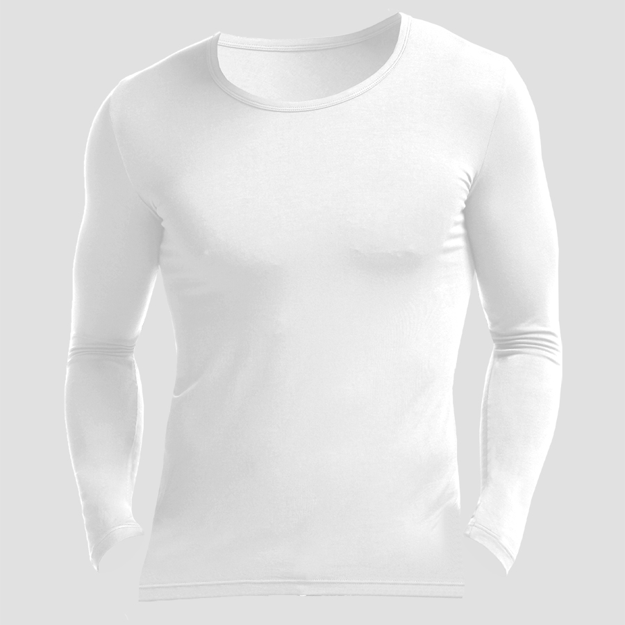 Undershirt Crew Neck - メンズ用、クルーネック、モダール素材のサーマルシャツ、スリムフィット、薄手の長袖、インナーとして最適な暖かいアンダーシャツ。