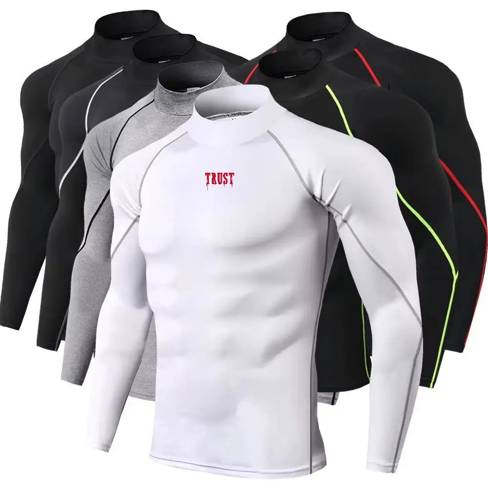 Quick Dry Underwear - メンズスポーツTシャツ、速乾性、ボディビルディング、ランニング用、長袖、コンプレッションシャツ、ジム用Tシャツ、メンズフィットネス、タイトフィット、メンズアンダーウェア。