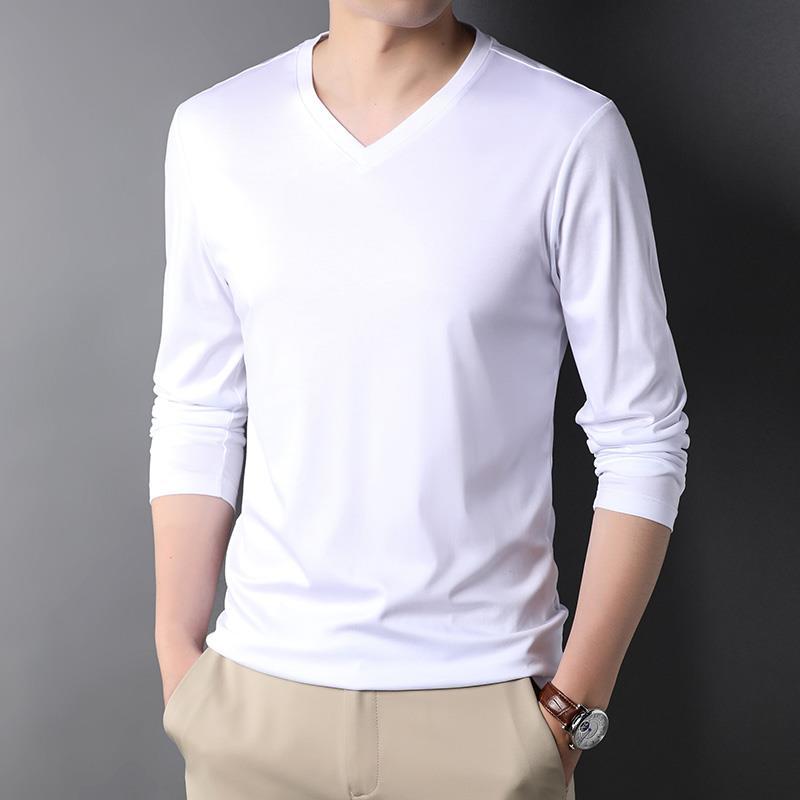 Undershirt Crew Neck - メンズ長袖Tシャツ,henleyアンダーシャツ,メンズVネックTシャツ,韓国スタイル,スタイリッシュなメンズファッション,春と秋,2023