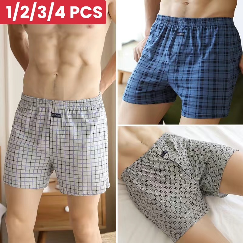 Boxer Brief Pack Cotton - 1/2/3/4 個プラスサイズ M-XXXL 綿アロパンツ男性の下着フラットパンツ肌に優しい快適なルーズホーム大ウエストバンド