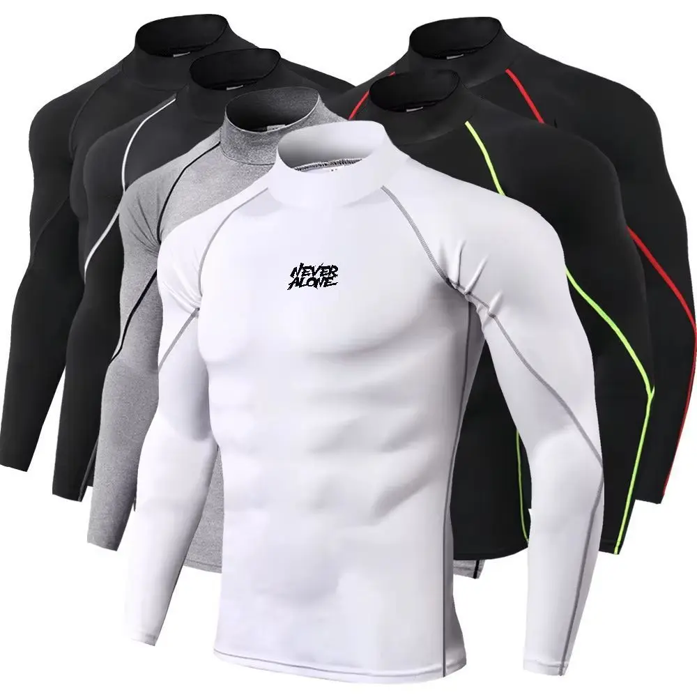 Quick Dry Underwear - メンズスポーツTシャツ、速乾性、ボディビルディング、ランニング用、長袖、コンプレッションシャツ、ジム用Tシャツ、メンズフィットネス、タイトフィット、メンズアンダーウェア。