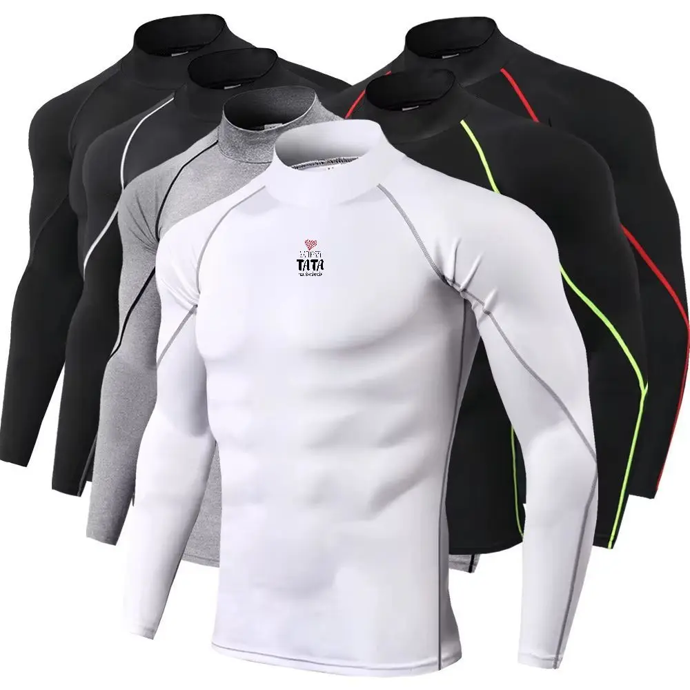 Quick Dry Underwear - メンズスポーツTシャツ、速乾性、ボディビルディング、ランニング用、長袖、コンプレッションシャツ、ジム用Tシャツ、メンズフィットネス、タイトフィット、メンズ下着。